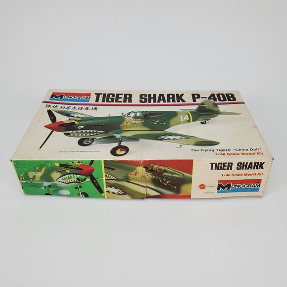 Monogram Tiger Shark P-40B 1/48 Scale Model Kit 6803 Flying Tigers 1973 Vintage - Picture 5 of 8